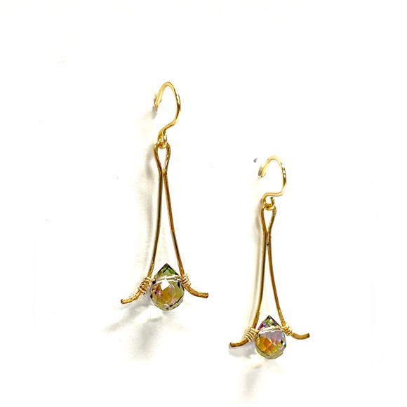 HANDMADE Faceted Austrian Crystal Hand Wrapped Earrings, Artisan Jewelry Gift - Picture 5 of 10